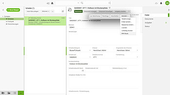Screenshot der Benutzeroberfläche für digitale Schadensakte in H4easy